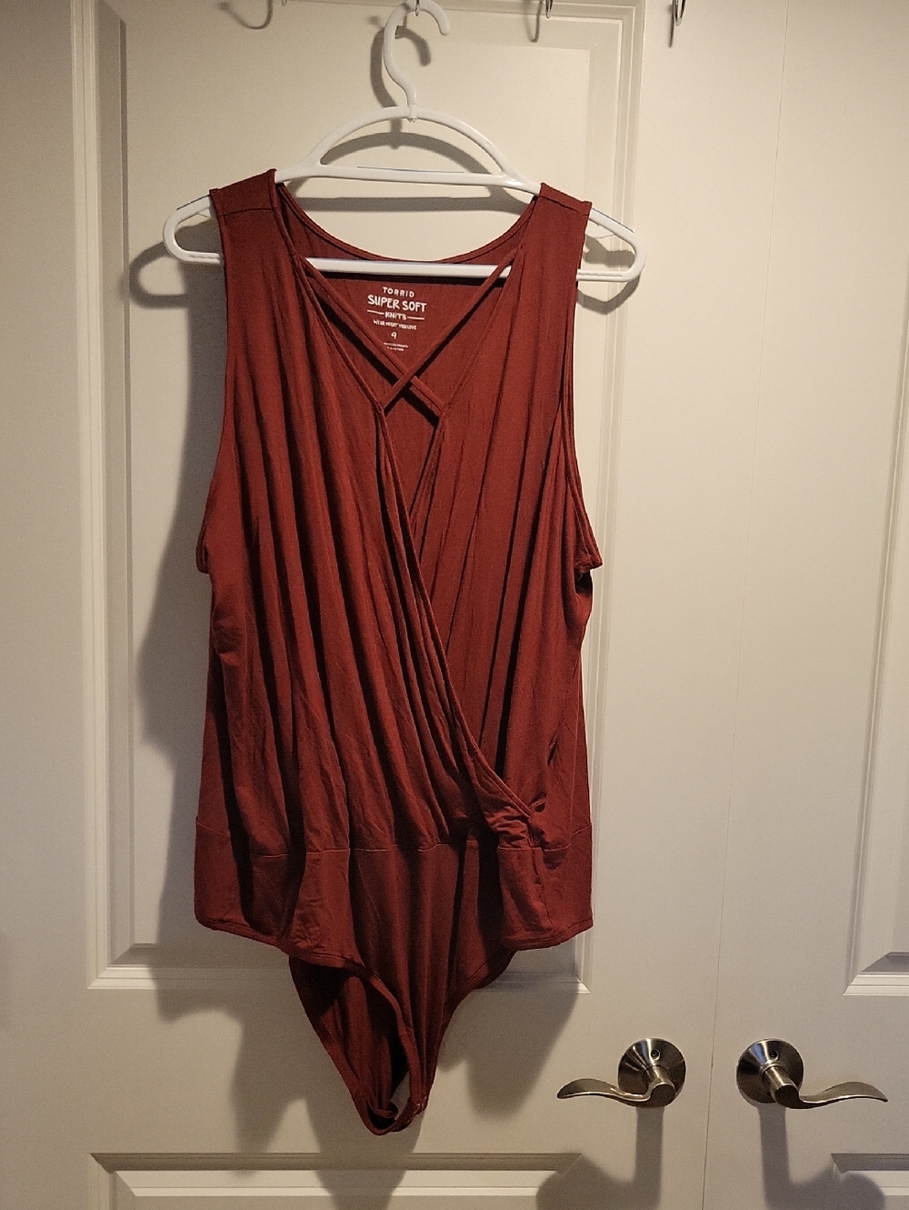 Torrid Rust Red Sleeveless Wrap Bodysuit